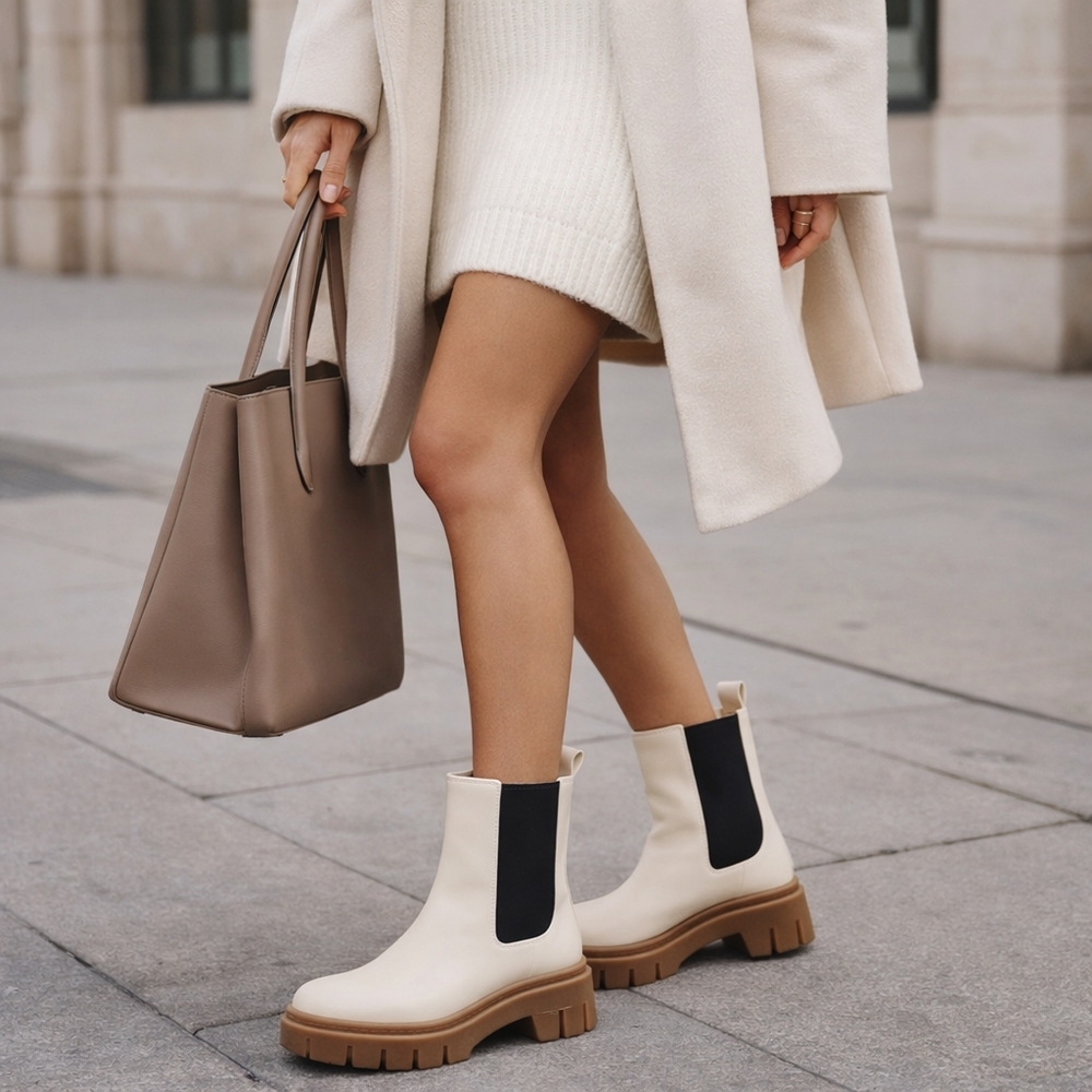 Chinese Laundry Jenny Platform Chelsea Boot Cream 9.5 NIB - Picture 8 of 8